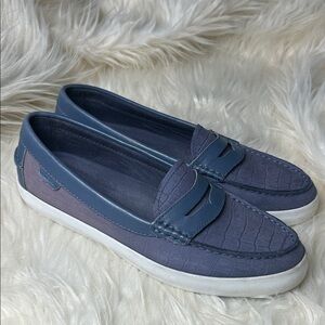 Cole Haan Penny Loafers Women's Size 8.5 B Nantucket Loafer Blue Crocodile